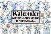 Baby Boy Elephant Birthday, an Illustration by Design Market (Thumbnail 1 of 3)