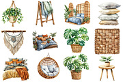 Watercolor Boho Interior Clipart, an Illustration by Designworld (Thumbnail 5 of 6)