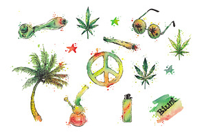 Watercolor cannabis 