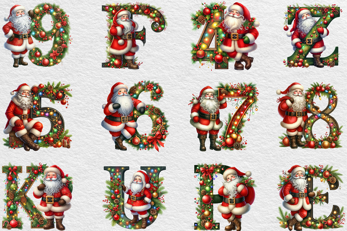 Christmas Alphabet PNG Santa Letters, an Illustration by Black Bird Studio (Photo 3 of 4)