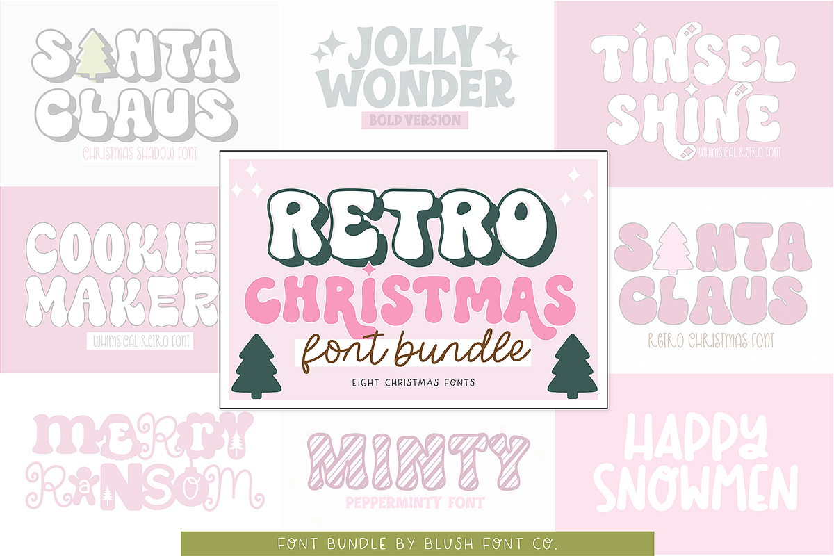 RETRO CHRISTMAS FONT BUNDLE V1, a Handwritten Font by Blush Font Co. (Photo 1 of 10)