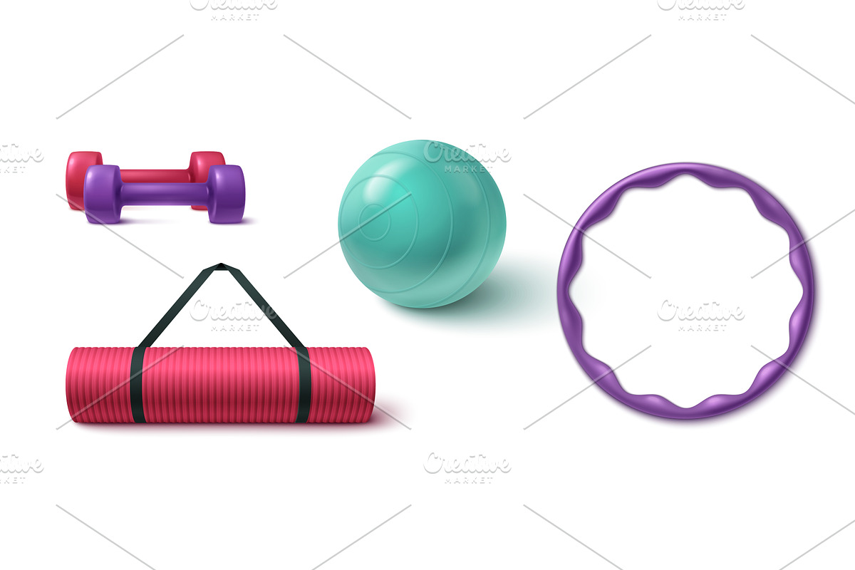 Colorful 3d gym equipment collection, a Sport Illustration by art PVP - market