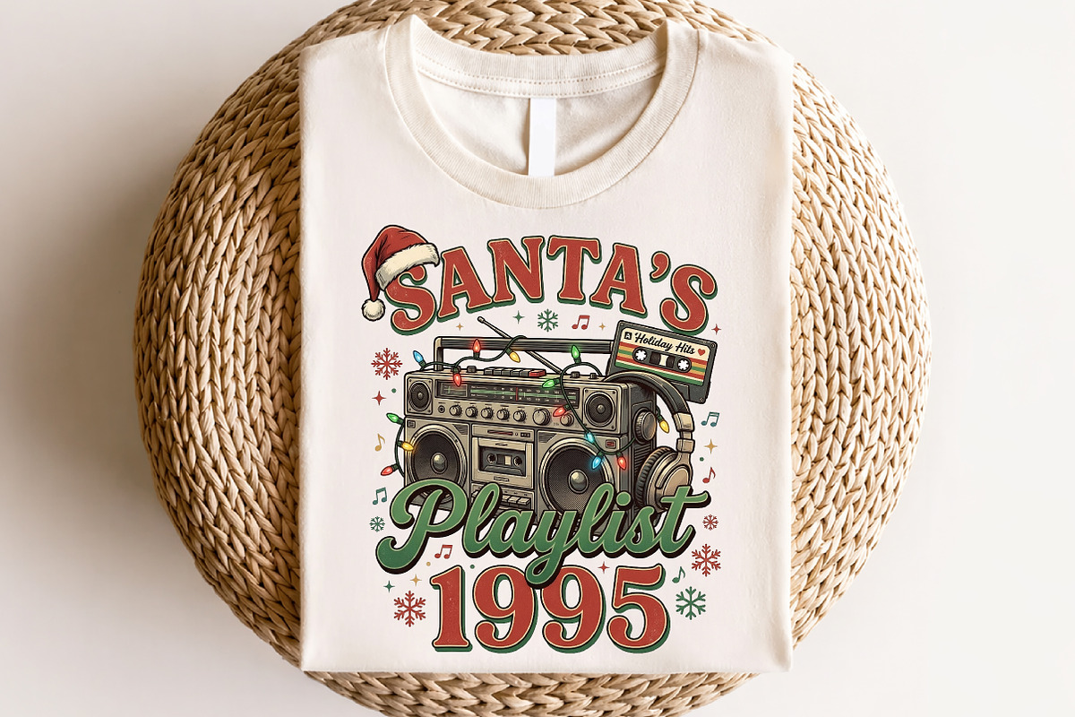 Santa's Playlist 1995 Christmas PNG, a Seasonal Illustration by CraftArtStudio (Photo 4 of 4)