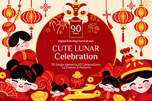 Cute Lunar Celebration – Hand-drawn