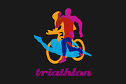 Triathlon logo. Figures triathletes, a Healthcare Illustration by Kluva's Wavy Silhouettes (Thumbnail 1 of 3)