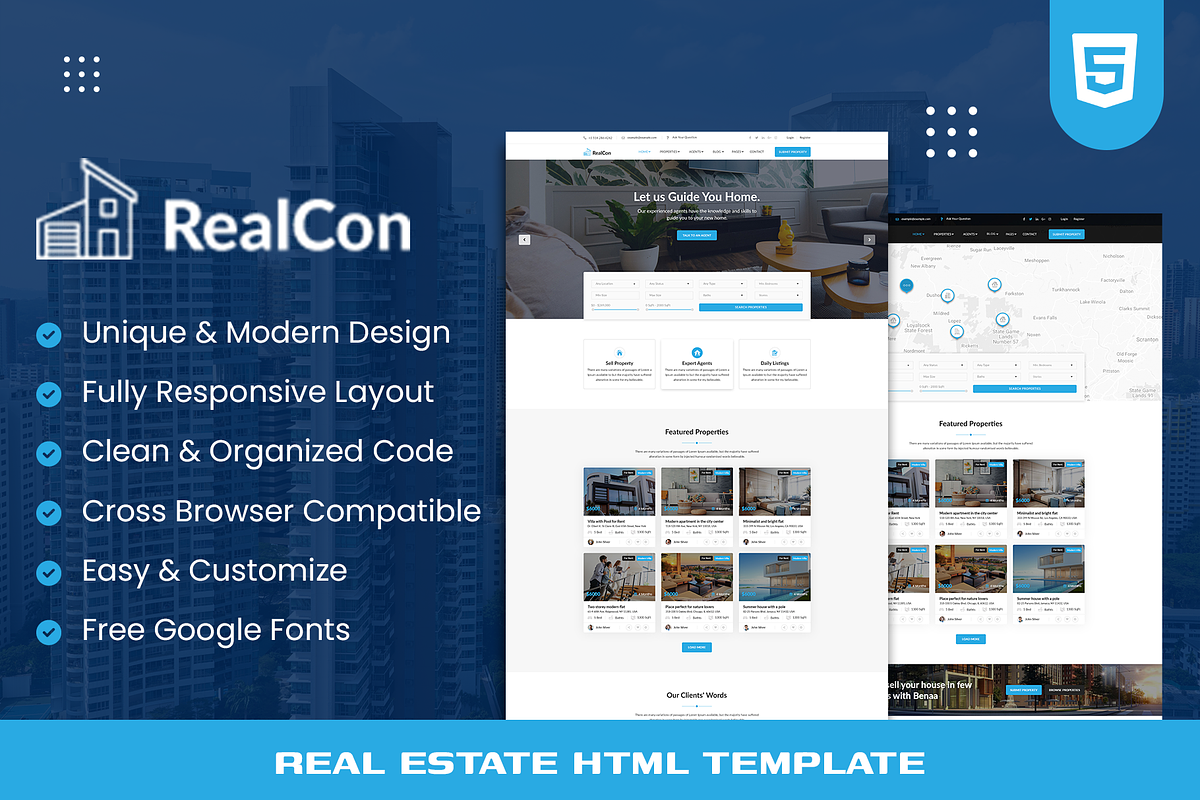 RealCon - Real Estate HTML Template, a HTML Template by THESOFTKING (Photo 1 of 3)