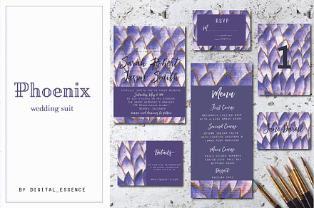 Violet Wedding invitation set
