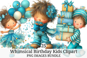 Whimsical Birthday Kids Clipart, an Illustration by Craft Nest