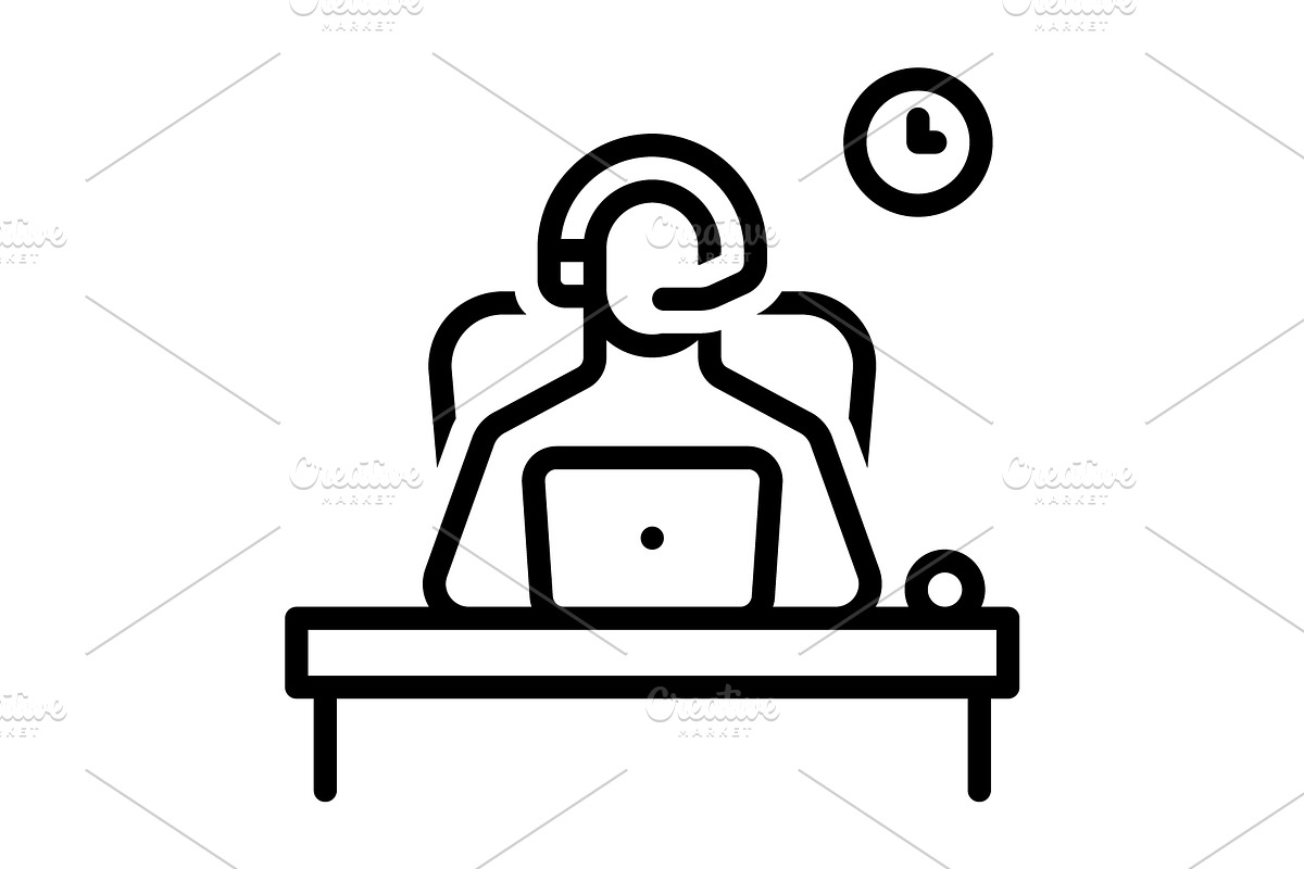 Operator call center black icon, an Outline Icon by Creative priyanka