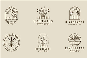 set of river plant reed logo line, a Branding & Logo Template by zyxroun shop