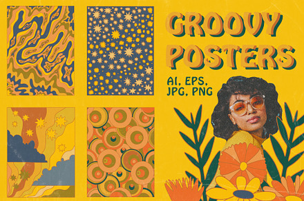 70s vector groovy boho posters
