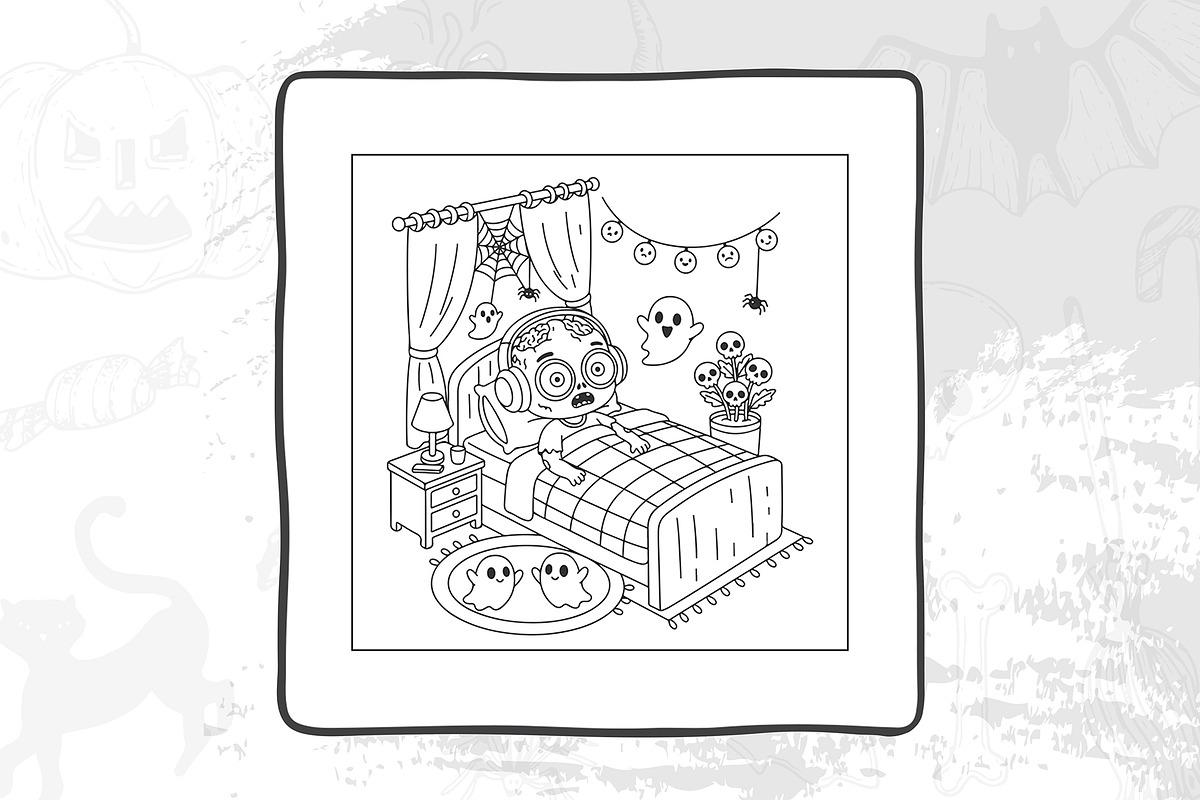 Cute Halloween Coloring Pages, an Illustration by DesignDevisers (Photo 6 of 9)
