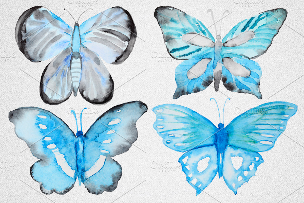 Watercolor Butterfly set #1, an Object Graphic by IvanFet (Photo 2 of 8)