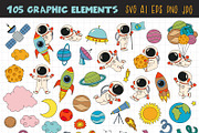 Kids Space Vector Clipart Bundle, a Decorative Illustration by NataKa (Thumbnail 2 of 10)