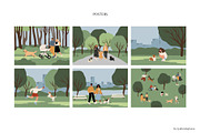 People and dogs in park illustration, a Person Illustration by LyubovZaytseva (Thumbnail 5 of 22)