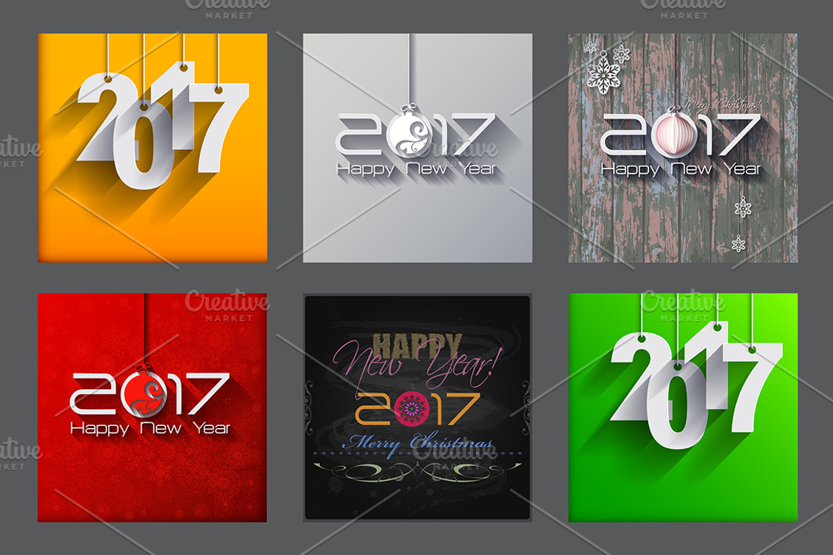 2017 Happy New Year Greeting Cars, a Background Graphic by GalaStudio (Photo 3 of 10)