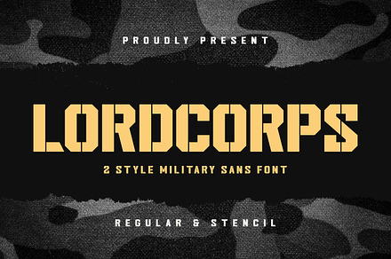 Lordcorps - 2 Style Military Sans, a Sans Serif Font by Almarkhatype