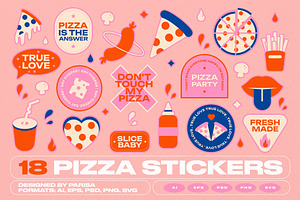 18 Pizza Fastfood Stickers, an Object Graphic by Parisa-Artstudio