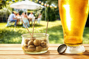 Cold Beer and Olives in Garden, a Food & Drink Photo by Davizro's Market