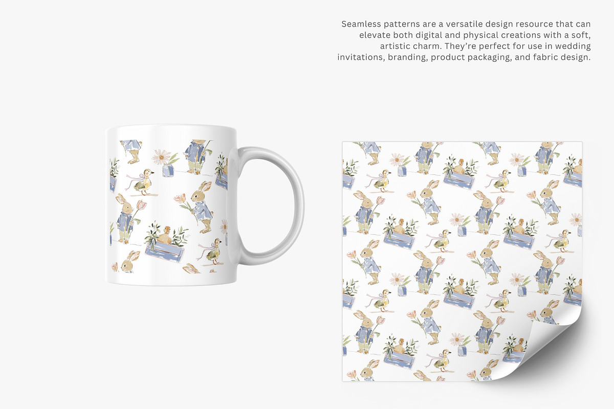 watercolor rabbit seamless pattern, a Pattern Graphic by Pink Studio Art (Photo 3 of 5)