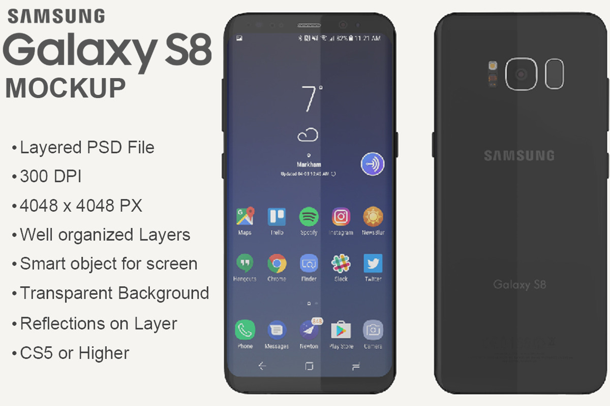 Samsung Galaxy S8 PSD Mockup, an Android Mockup by PSD Mockups (Photo 1 of 7)