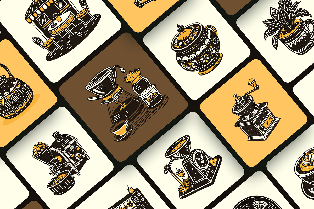 Vintage Coffee Vector Icons, a Solid Icon by Creative Stall (Photo 6 of 9)