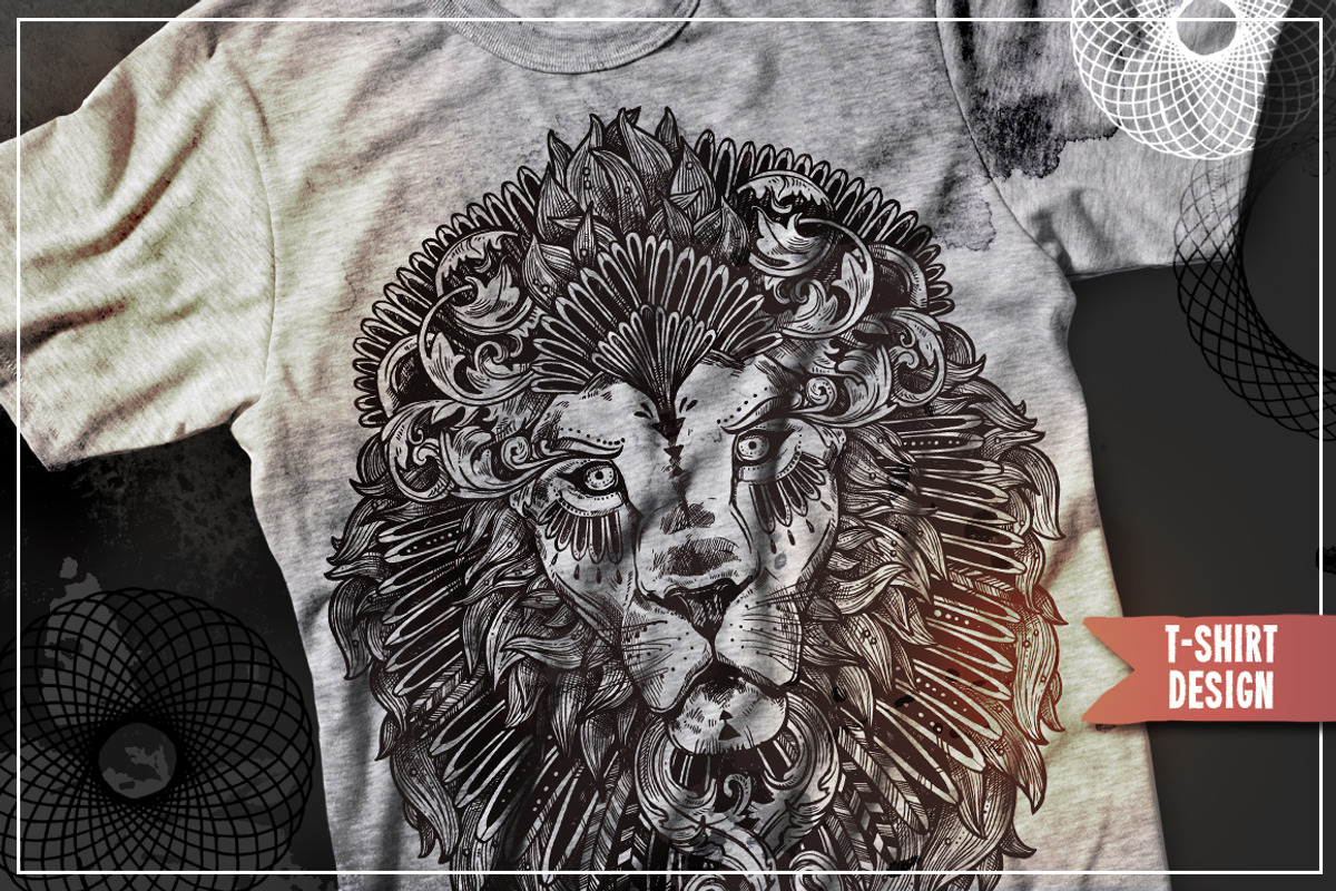 Ornamental Hand Drawn Lion, an Animal Illustration by alexrockheart (Photo 4 of 4)