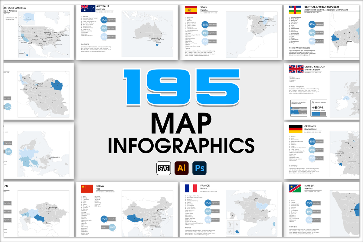 195 Map Infographics, a Presentation Template by Cartorical (Photo 1 of 7)