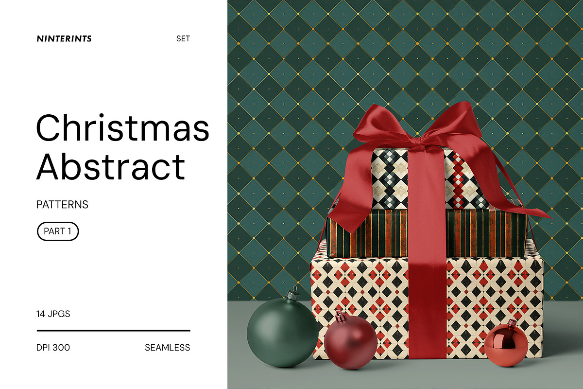 Christmas Abstract Patterns - part 1, a Pattern Graphic by Ninterints (Photo 1 of 19)