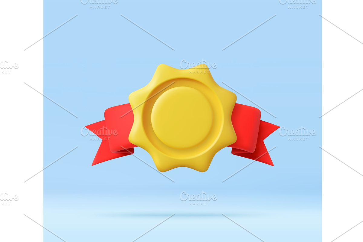 3D award ribbon badge symbol for, an Object Illustration by ModVector
