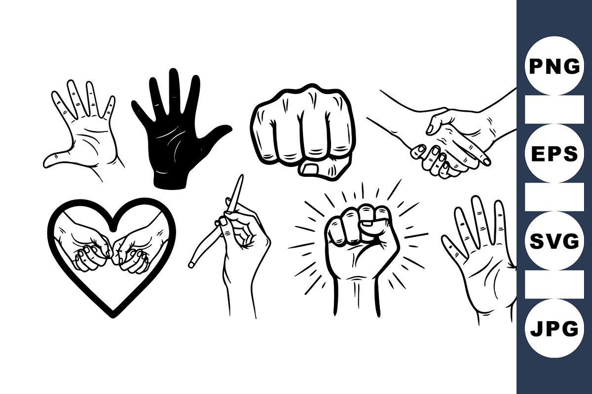 Hand Gesture Vector Clipart Set, an Illustration by designvectx (Photo 1 of 3)