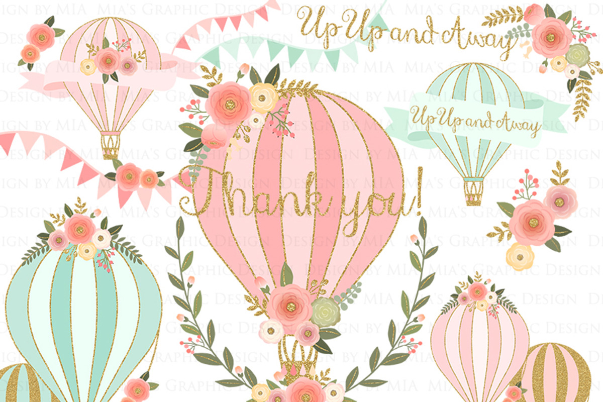 Hot Air Balloon Glitter Gold Set, a Texture Illustration by Mia's Graphic Design (Photo 3 of 9)