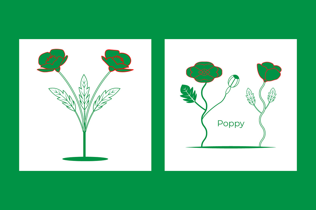 Stylized Poppy Flowers Illustration, a Decorative Illustration by Lakhan1998 (Photo 4 of 6)