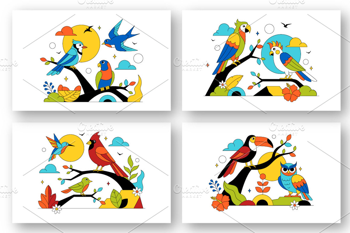 10 Tropical Bird Illustration, an Animal Illustration by denayunebgt (Photo 2 of 4)