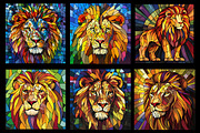 Stained Glass Lion Coloring Pages, an Animal Illustration by protabsorkar11 (Thumbnail 2 of 6)