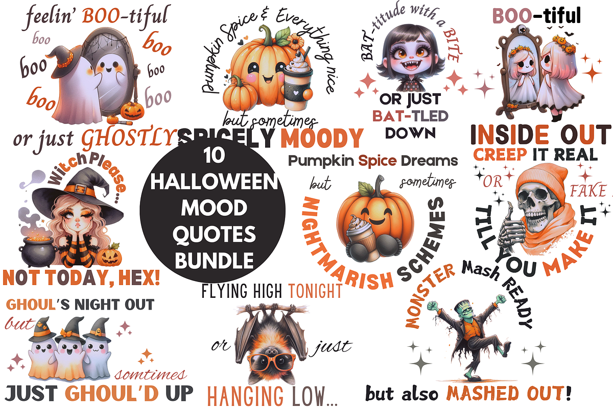 10 HALLOWEEN MOOD QUOTES BUNDLE, a Decorative Illustration by ClipArtTime (Photo 1 of 3)