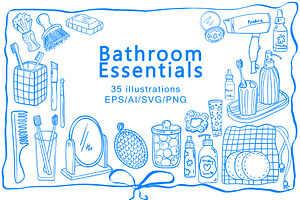 Bathroom Essentials lineart, a Healthcare Illustration by Carpet Tapete Pretzel