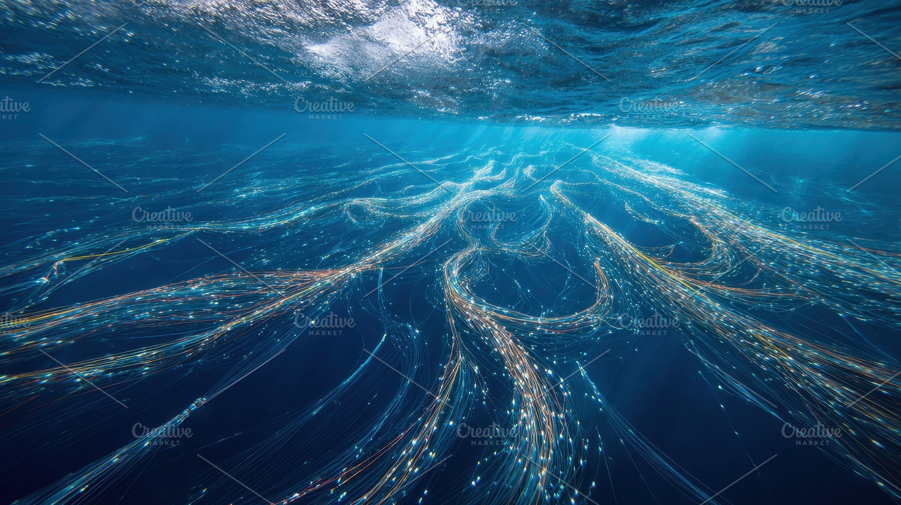 Underwater view showing light streak, a Photo by Pavel_design