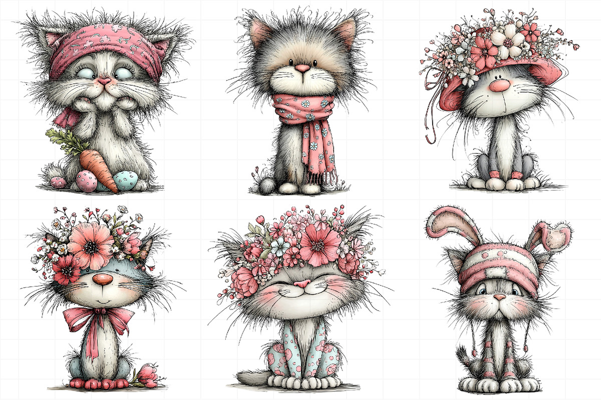 Whimsical Easter Cats Clipart, an Illustration by Daily.Designs (Photo 6 of 8)