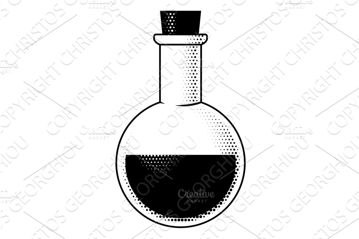 Flask Beaker Retro Science Icon, an Illustration by Christos Georghiou