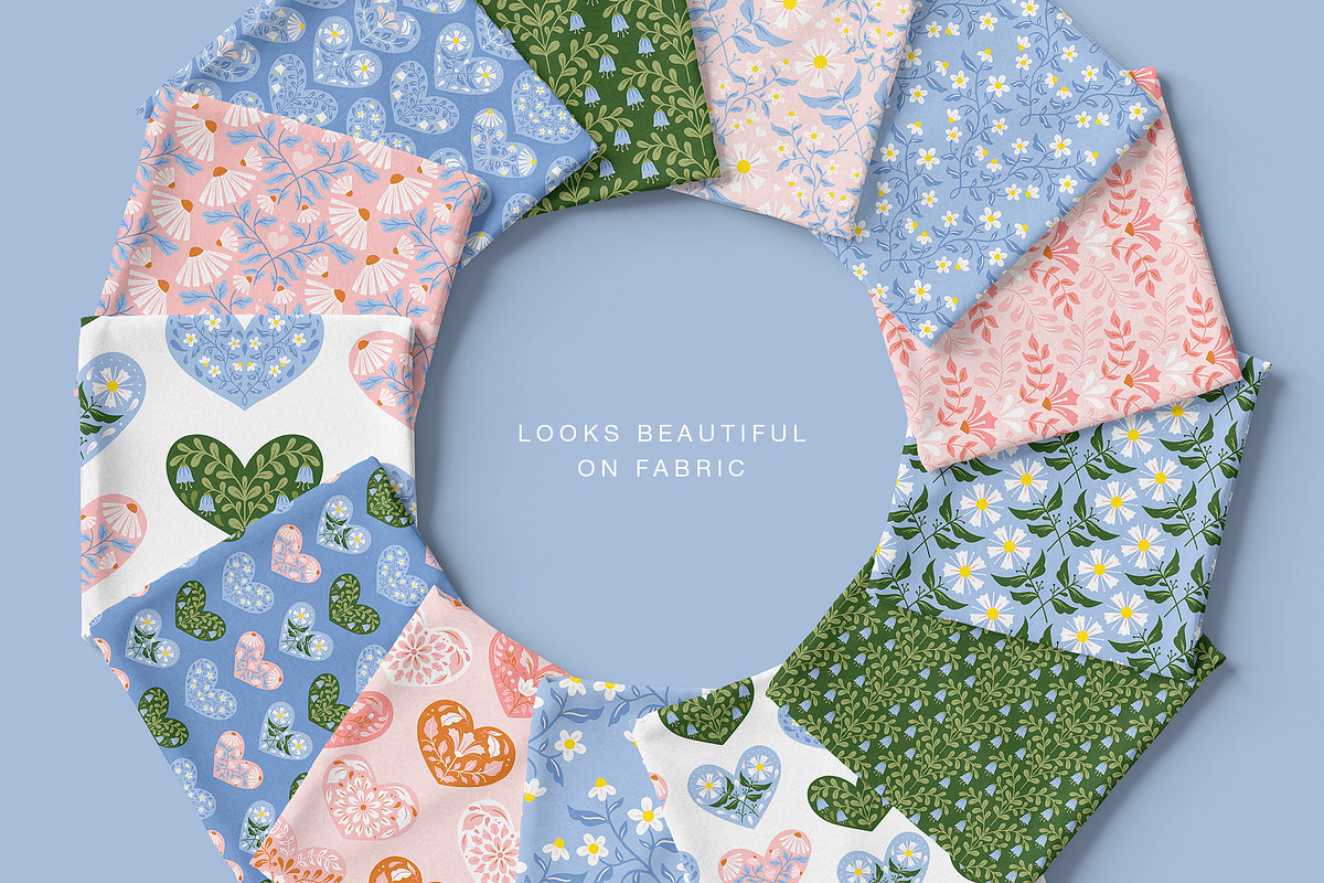 Hearts & Flowers patterns + elements, a Decorative Illustration by Inna Moreva (Photo 7 of 13)