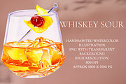 Whiskey Sour Watercolor Cocktail, a Food Illustration by Olexandra Mur (Thumbnail 1 of 3)