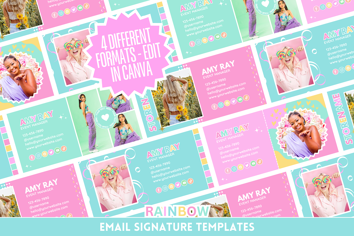 Rainbow Email Signature Templates, an Email Template by SunshineStudioBoutique (Photo 1 of 9)