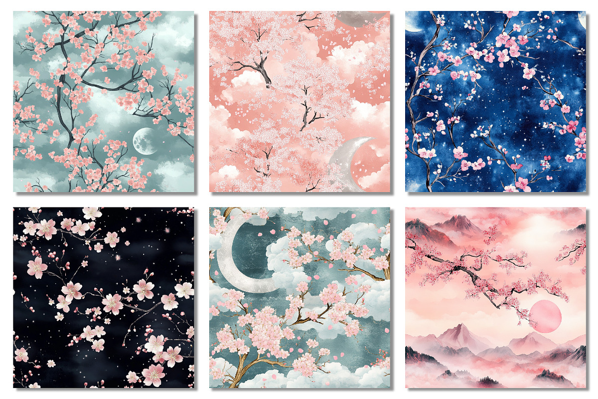 Sakura Digital Paper, Moonlight, a Texture Graphic by Dream Creation (Photo 5 of 7)