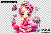 Watercolor Pink Ballerina Clipart, a Person Illustration by Creative Arslan (Thumbnail 10 of 10)