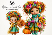 Cute Autumn Harvest Girl PNG Clipart, a Seasonal Illustration by RobertsArt (Thumbnail 1 of 7)