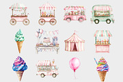 Watercolor Ice Cream Cart Clipart, a Seasonal Illustration by Design Market (Thumbnail 3 of 4)