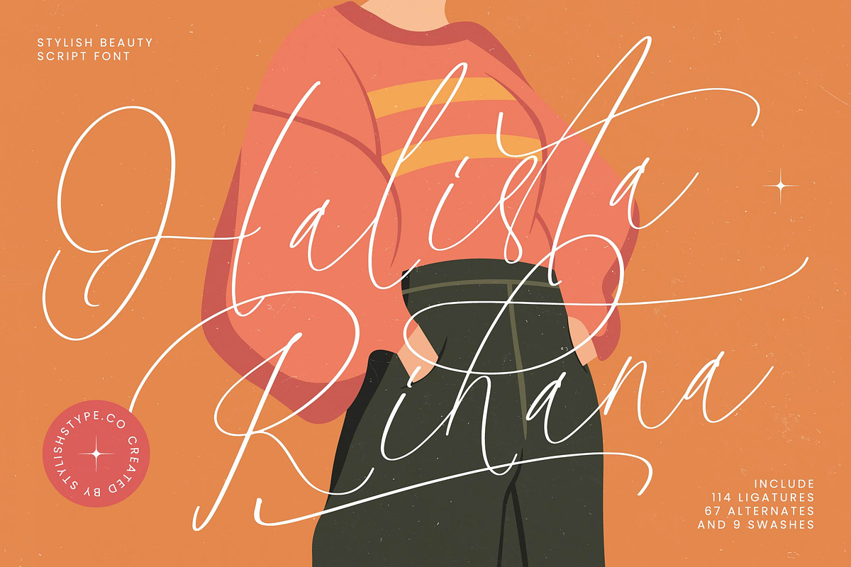 Halista Rihana Stylish Beauty Script, a Script Font by stylishtype.co (Photo 1 of 20)