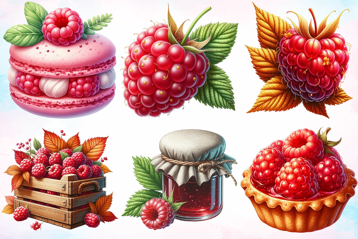 Watercolor Autumn Raspberry Clipart, a Seasonal Illustration by Canvas Craft (Photo 4 of 8)