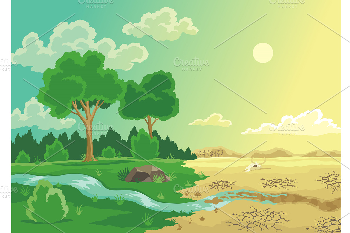 Climate change with land degradation, an Object Illustration by the8monkey